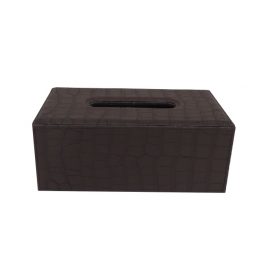 Dark Chocolate Leather Tissue Box