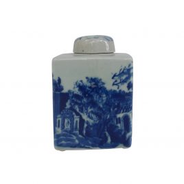 Decorative Blue & White Ceramic Canister (S)