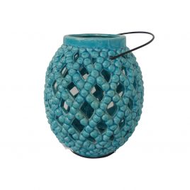 Blue ceramic lantern