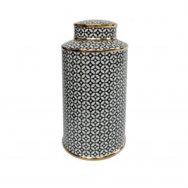 B&W Pattern Ceramic Ginger Jar (Large)