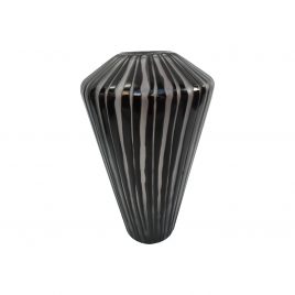Black and White Stripe Glass Vase (L)