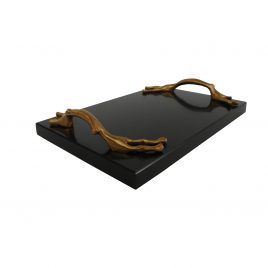 Mocha Slate Tray w/ golden handle
