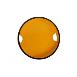 Yellow round lacquered serving tray