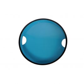 Blue round lacquered serving tray