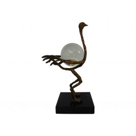 Bronze ostrich crystal ball