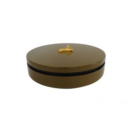 Olive round lacqured lidded box