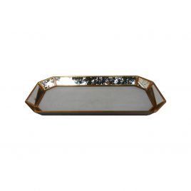 Glass Mirror Tray w/ Gold Trim