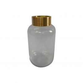 Decorative Glass Vase w/ Gold trim