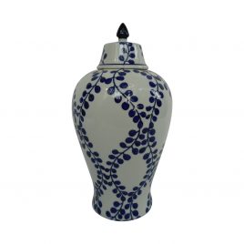 Ceramic navy blue leaves Canister (S)