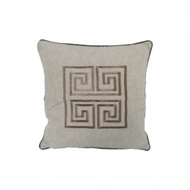 Grey geometric embroidery throw pillow