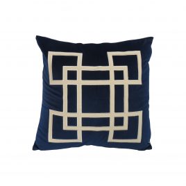 Royal Blue geometric embroidery velvet pillow