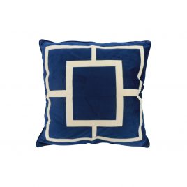Royal Blue Geometric Embroidery Velvet Pillow (L)