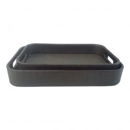 Leather serving tray in coffee color (2 pcs/set)