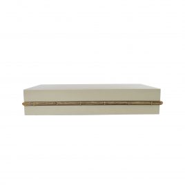 Beige decorative box w/ metal Bamboo trim (Large)
