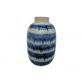 Blue Drip Ceramic Vase