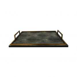 Antique bronze tray w/ faux shagreen inlay