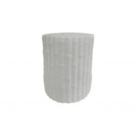 White Ceramic Bamboo Garden Stool