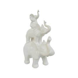 White Ceramic Stack Elephant
