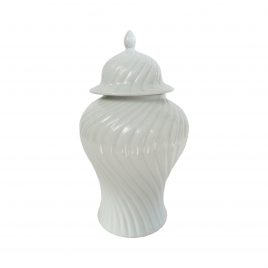 White Ceramic Ginger Jar w/t Lid