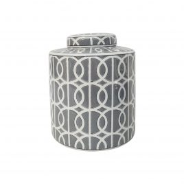 Grey & White Patterned Ginger Jar w/t Lid (Small)