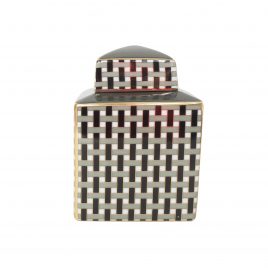 Weave Pattern Ceramic Ginger Jar w/t Lid (Small)