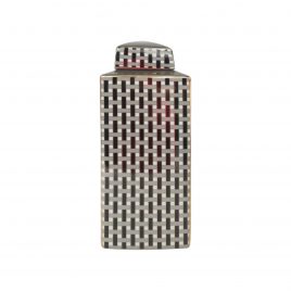 Weave Pattern Ceramic Ginger Jar w/t Lid (Large)