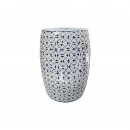 Blue and White Ceramic Garden Stool