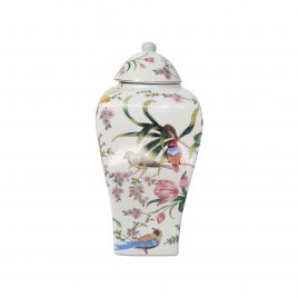 Parrot ceramic ginger jar w/ Lid (Large)