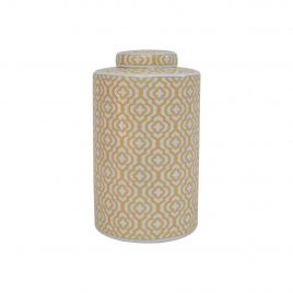 Gold Geometric Pattern Ceramic Ginger Jar (L)