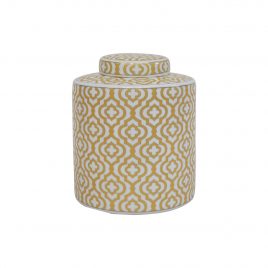 Gold Geometric Pattern Ceramic Ginger Jar (S)
