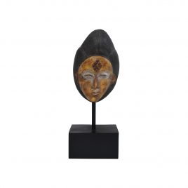 African hand carved wooden mask w/ stand