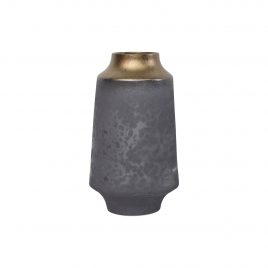 Dark Grey Ceramic Vase w/ Copper Edge Tone (Small)
