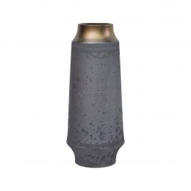 Dark Grey Ceramic Vase w/ Copper Edge Tone (Large)