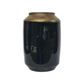 Black Pottery Planter w/ Gold Trim (Small)