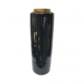 Black Pottery Planter w/ Gold Trim (Large)