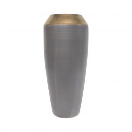 Grey Pottery Planter w/ Gold Trim (Large)