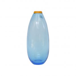 Turquoise Vase w/ Orange Edge