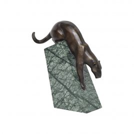 Antique Brass Tiger on Marble Base