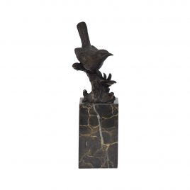 Antique Brass Bird on Marble Base