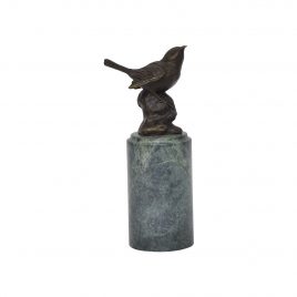 Antique Brass Bird on Marble Base
