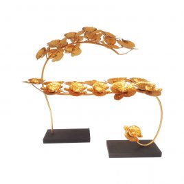 Golden Metal Chinese Plum Accent w/ Base
