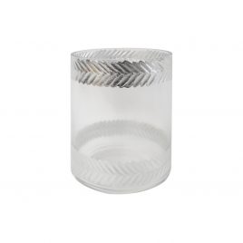 Decorative Glass Vase w/ Silver Trim (L)