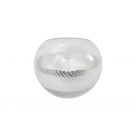 Decorative Glass Bowl w/ Siver Trim