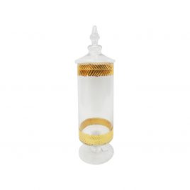 Decorative Glass Vase w/ Gold Trim