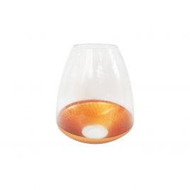 Decorative Glass Vase w/ Copper Trim (L)