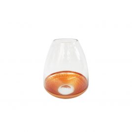 Decorative Glass Vase w/ Copper Trim (S)