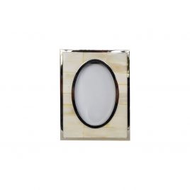 White horn with silver trim frame (S)