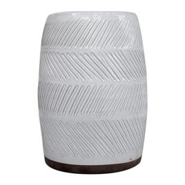 White Textured Ceramic Garden Stool