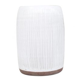 White Textured Ceramic Garden Stool