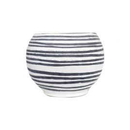 Black & White Stripe Stonewear Planter